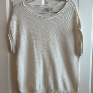 LOFT Cream Crew Neck Sweater Lightweight Knit